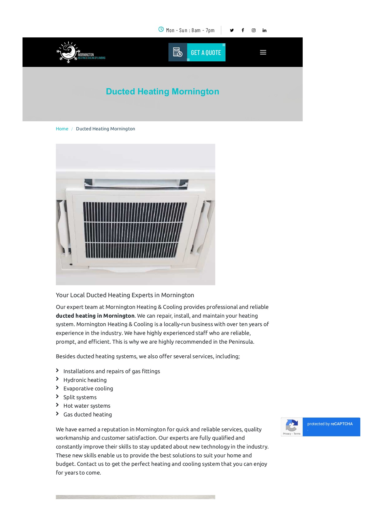 Ducted Heating Repairs Mornington Peninsula Ducted Split System