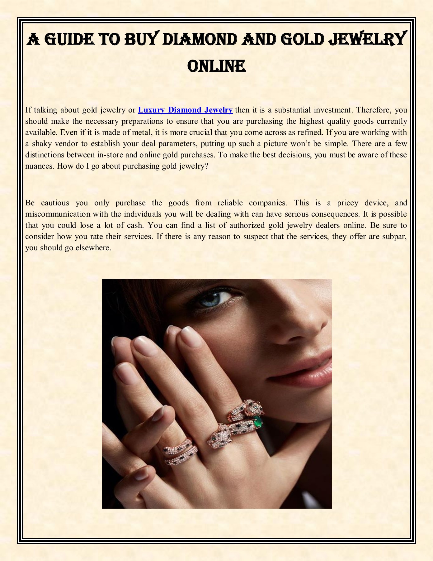 A Guide to Buy Diamond and Gold Jewelry Online - Inluxe King - Page 1 