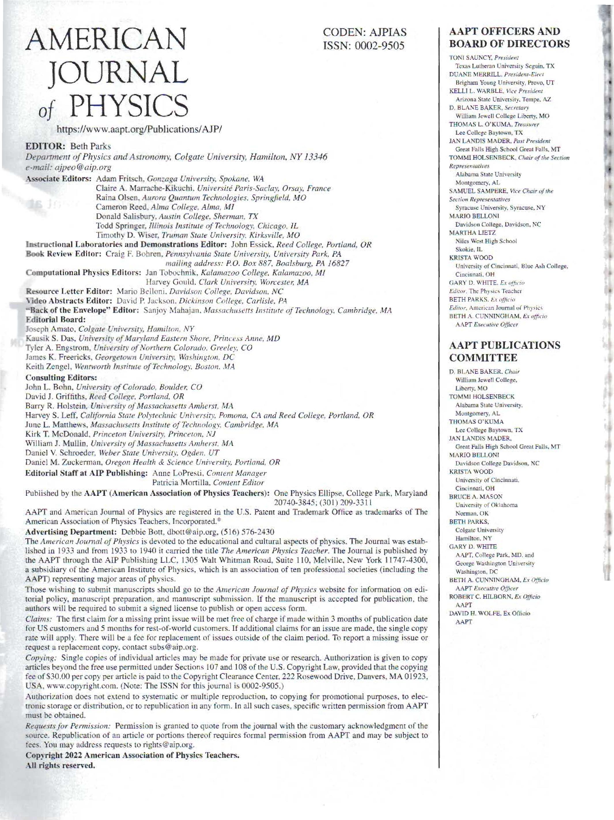 American Journal of Physics Perpustakaan Universitas Sanata Dharma