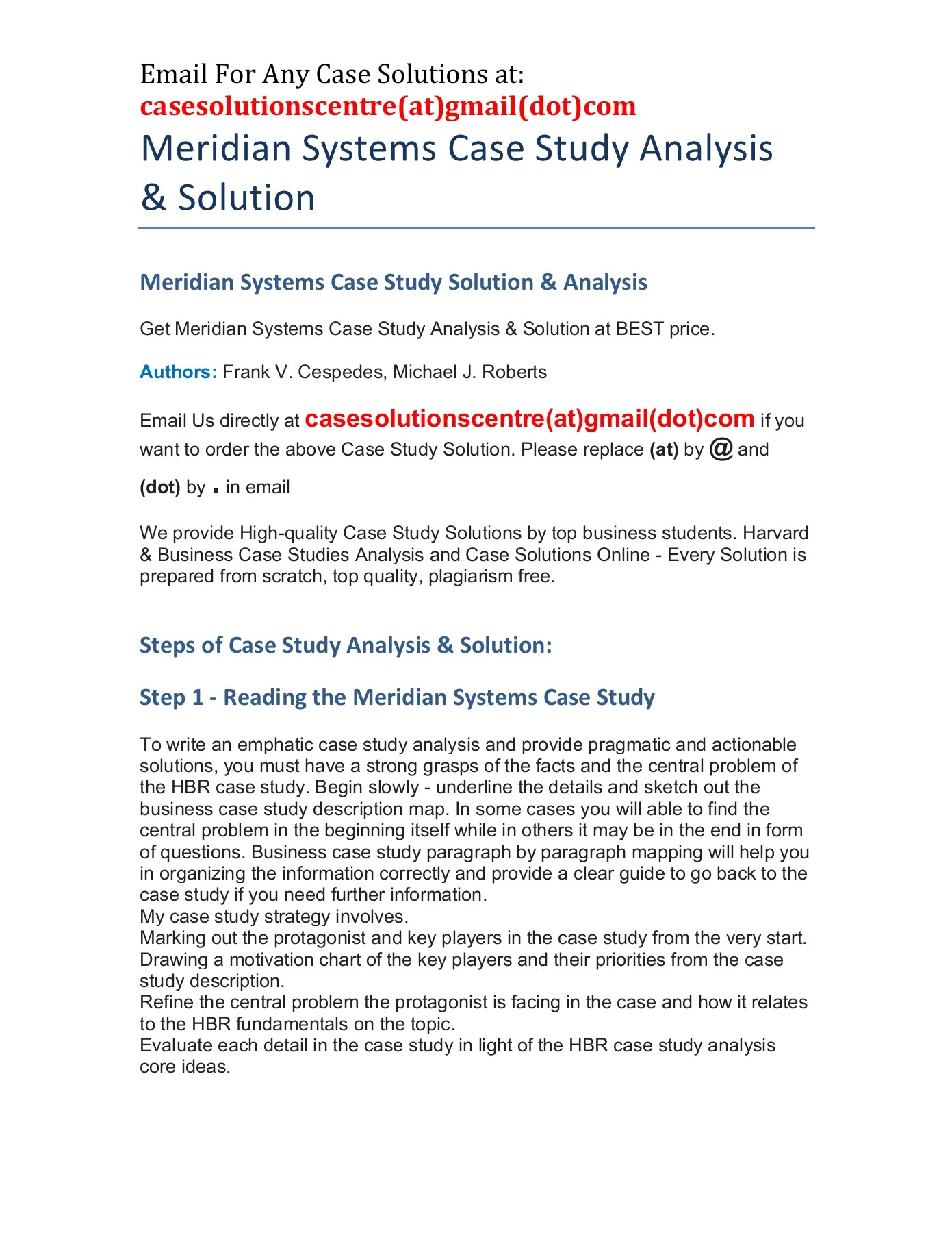 Meridian Systems Harvard Case Study Solution & Analysis - HBS Case ...