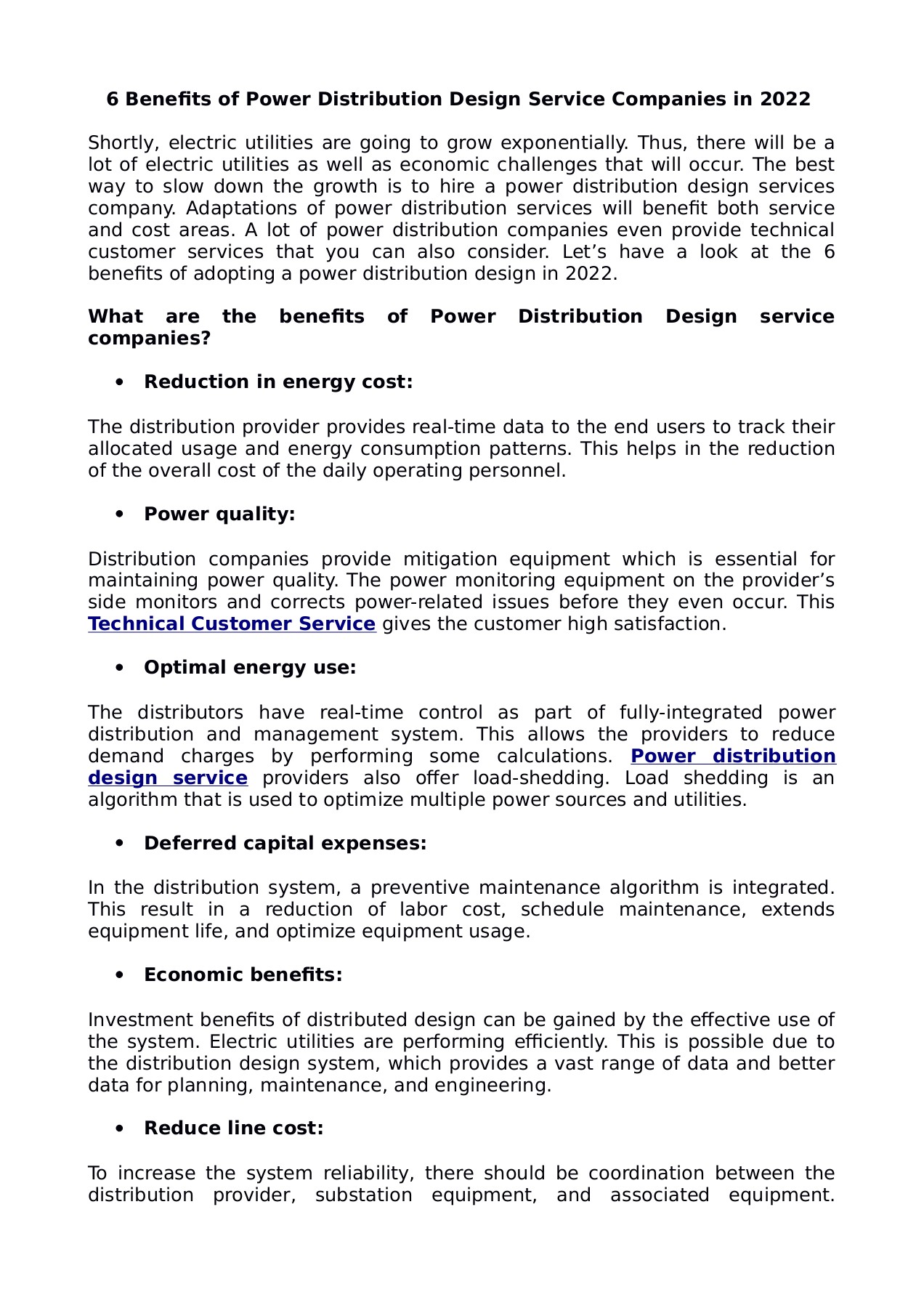 6 Benefits of Power Distribution Design Service Companies in 2022 Mi