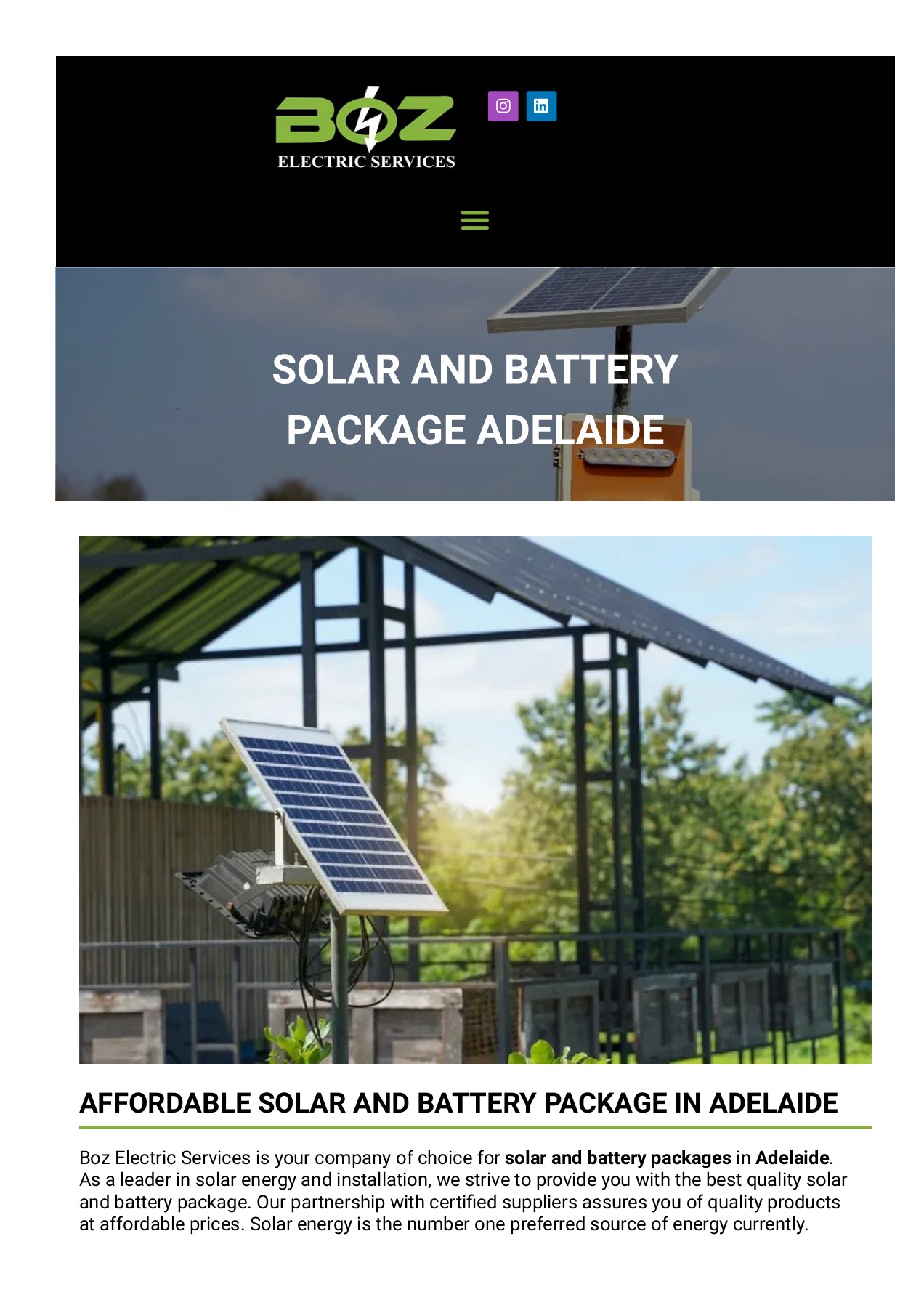 Solar and battery package adelaide BOZ Electric Services Page 1 4