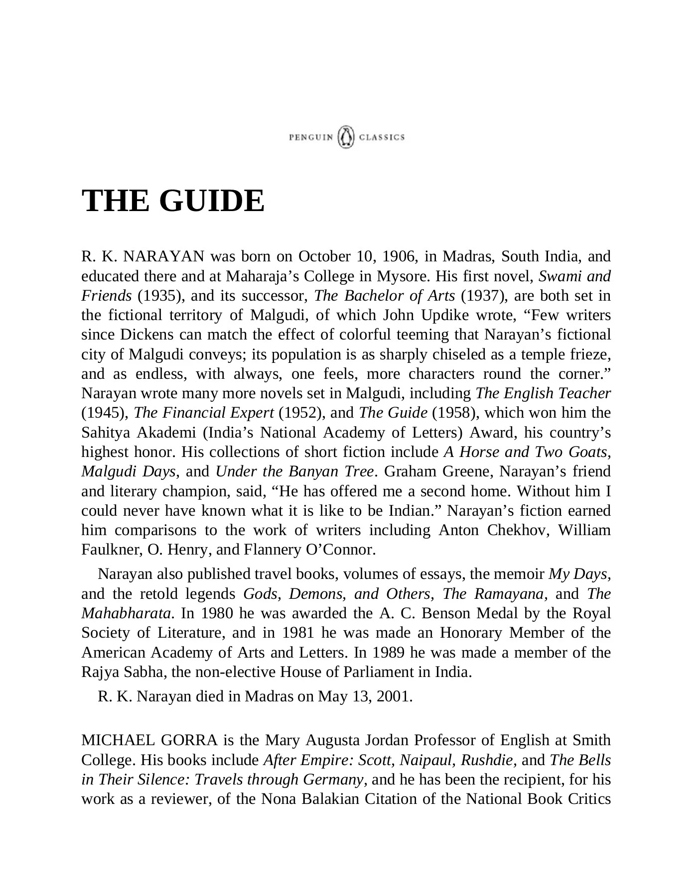 The Guide_ A Novel by R K Narayan - THE MANTHAN SCHOOL - Page 3 | Flip ...