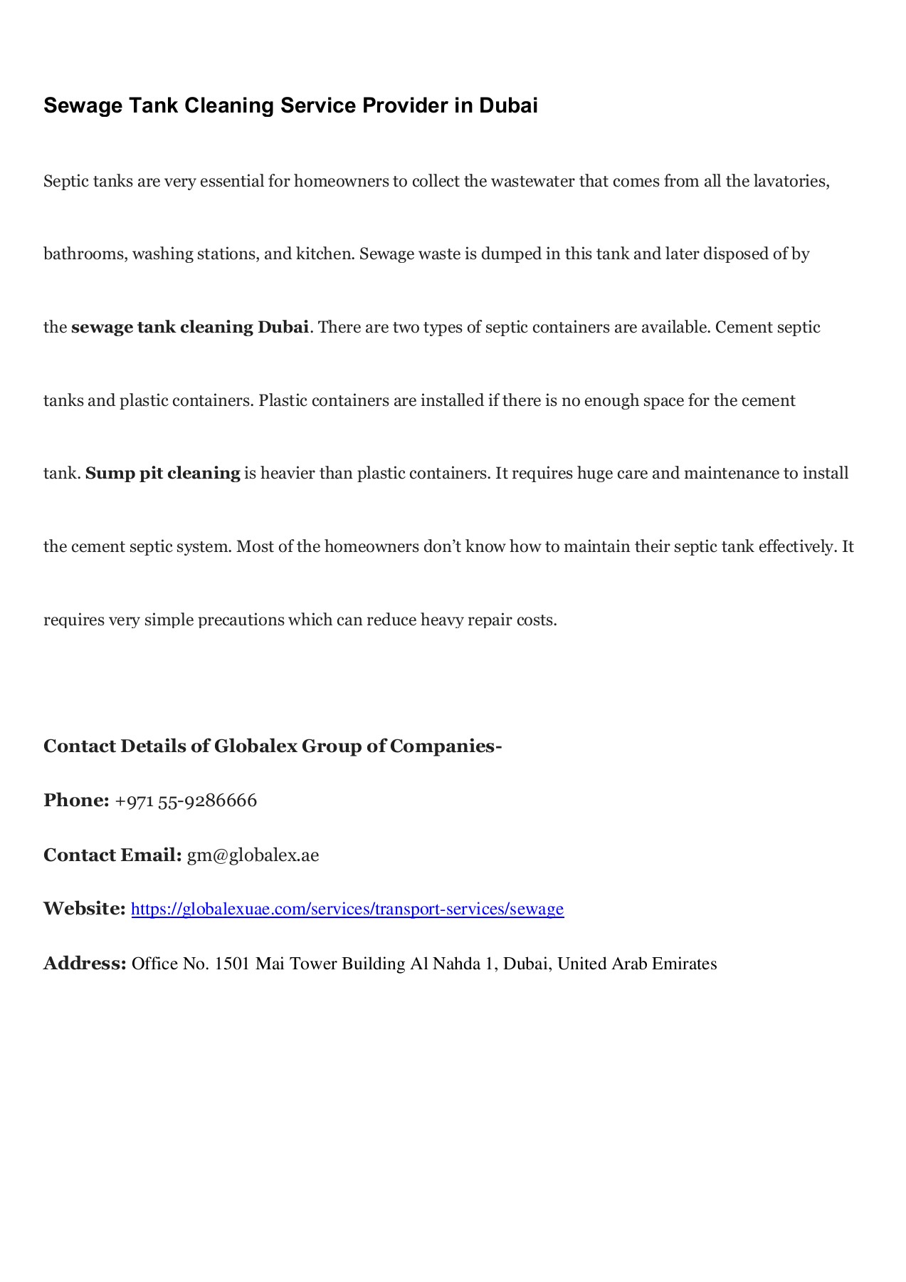 Sewage Tank Cleaning Service Provider in Dubai globalexuae2020 Page 1 1 Flip PDF Online