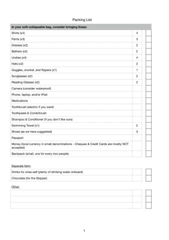 Packing List