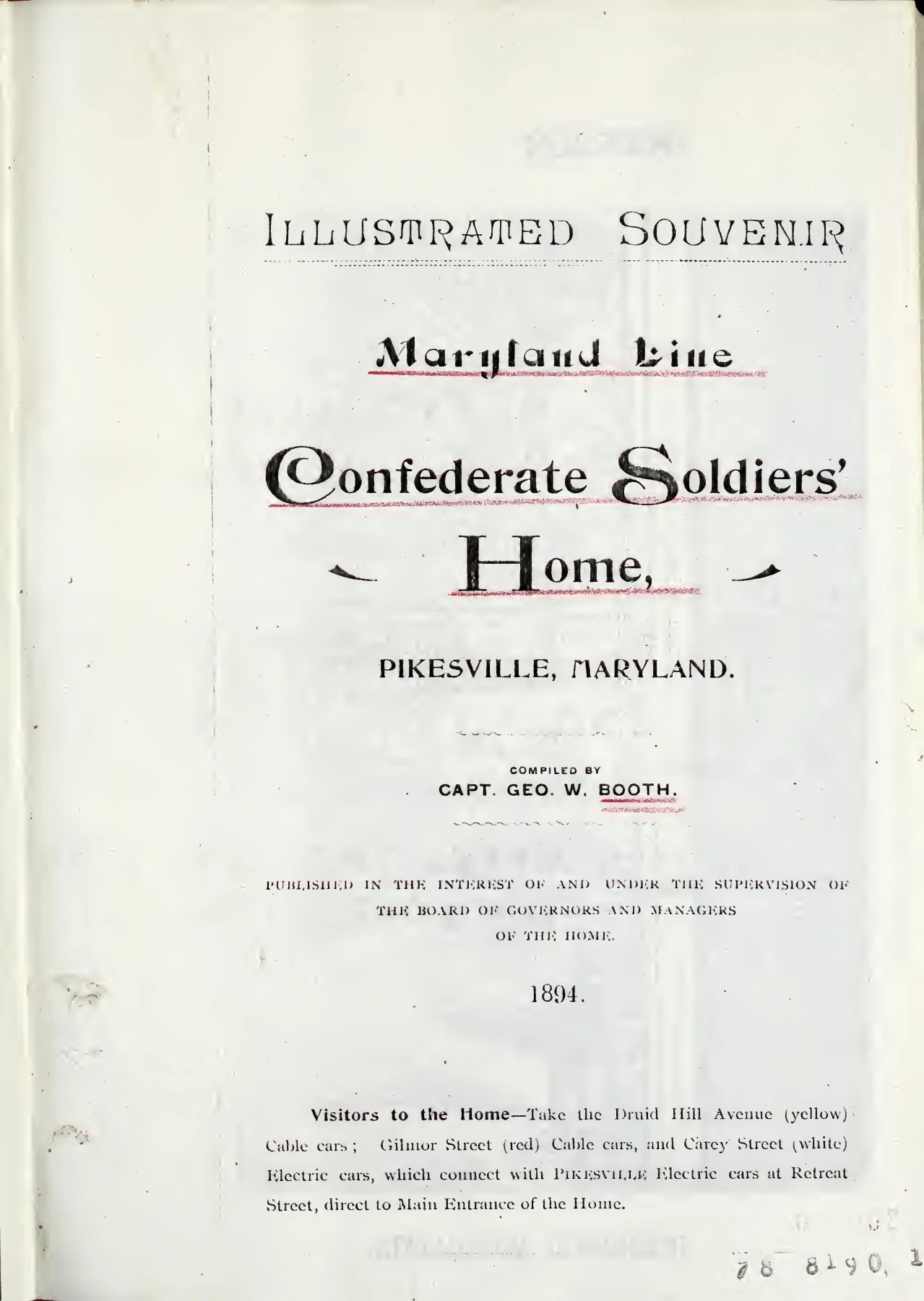 MARYLAND LINE CONFEDERATE SOLDIER'S HOME - Company D 2nd Maryland ...