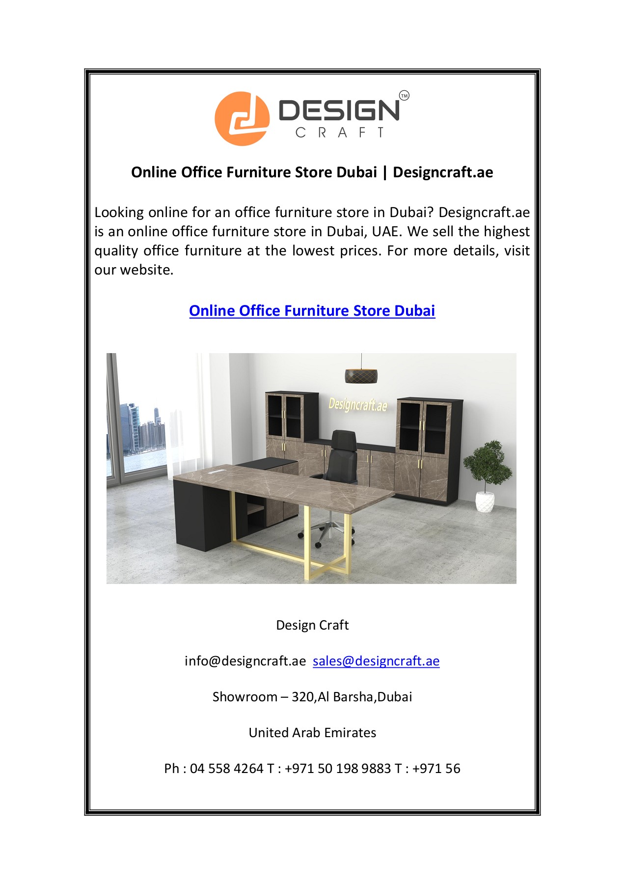 Online Office Furniture Store Dubai Designcraft.ae Design Craft