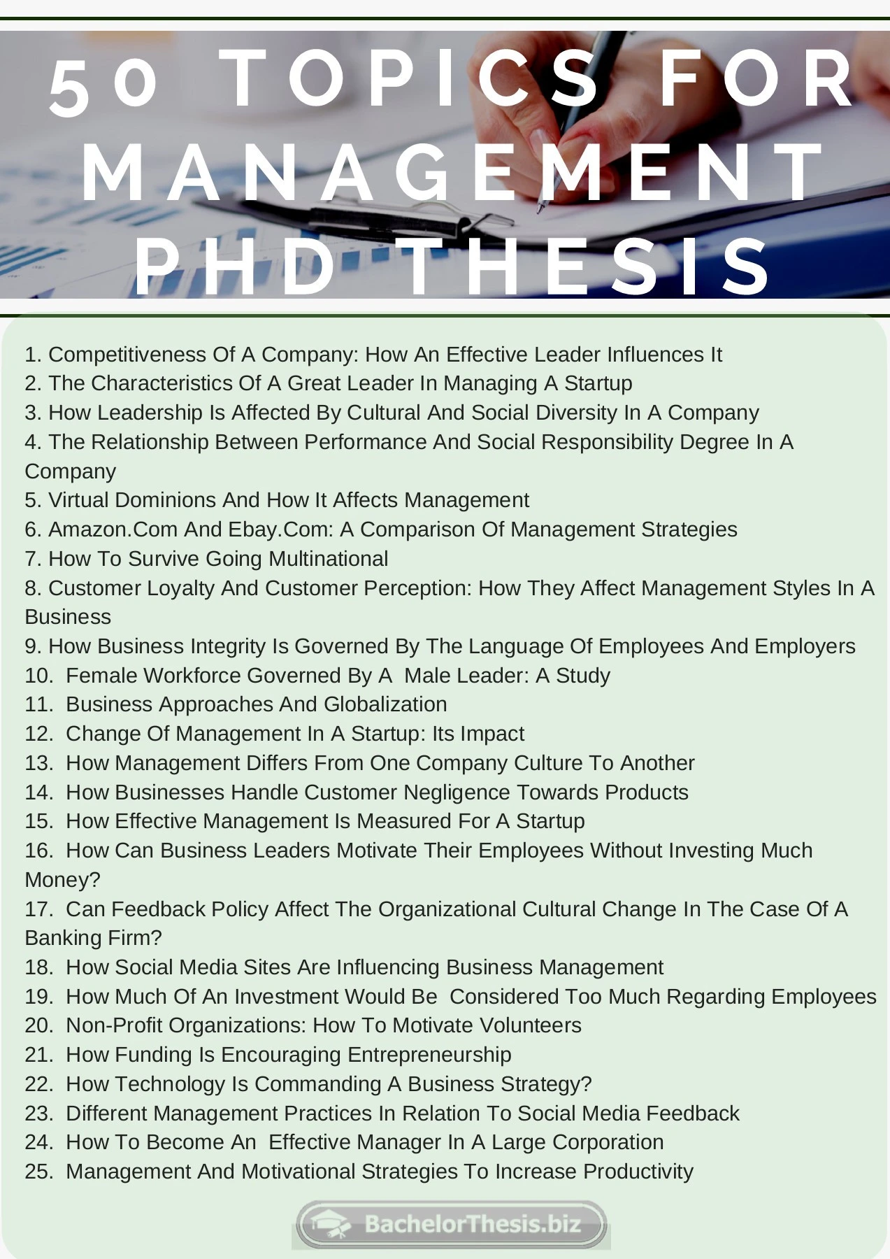 Management Topic Ideas 50 Topics For Management PhD Thesis - Bachelor Thesis - Page 1 - 2 ...