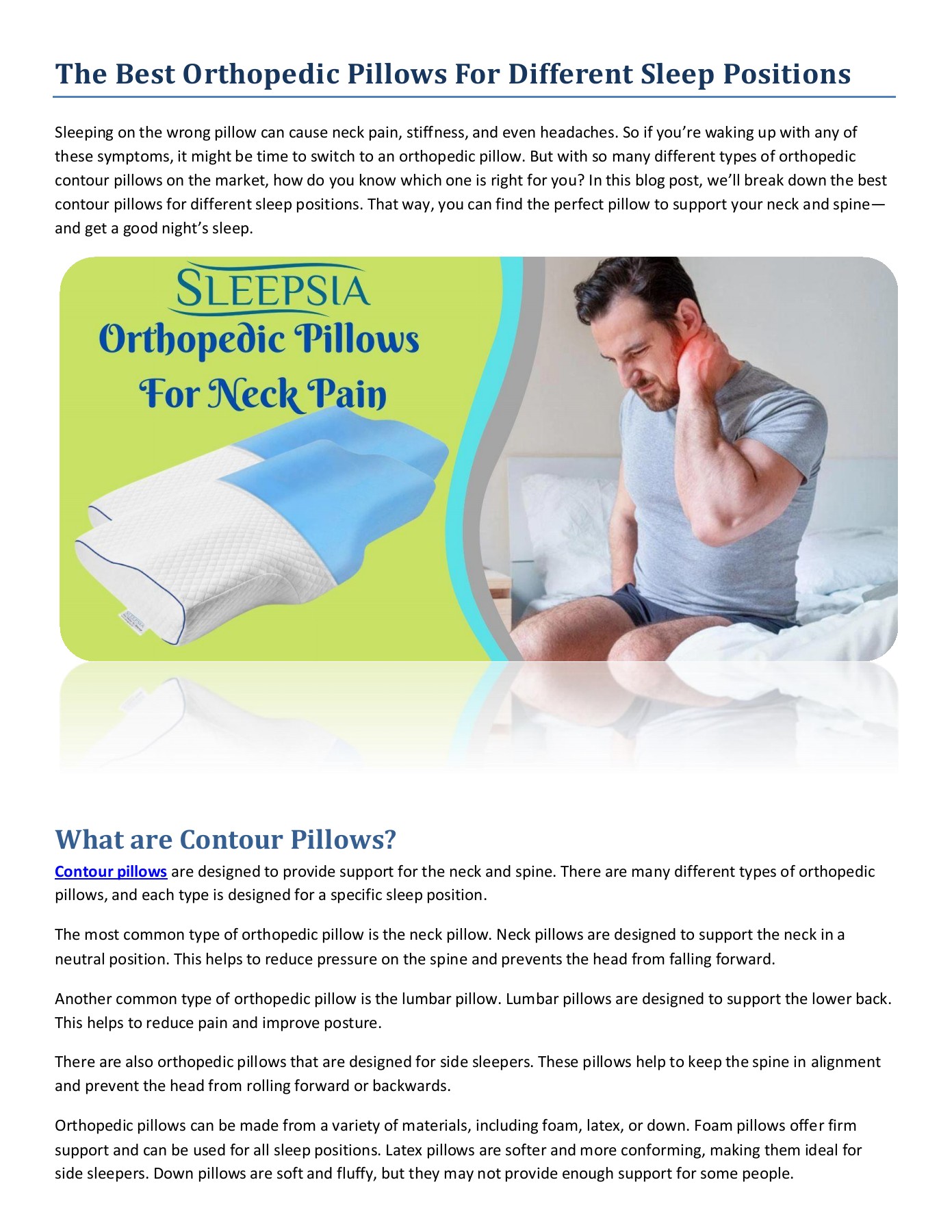The Best Orthopedic Pillows For Different Sleep Positions Ross Flynn