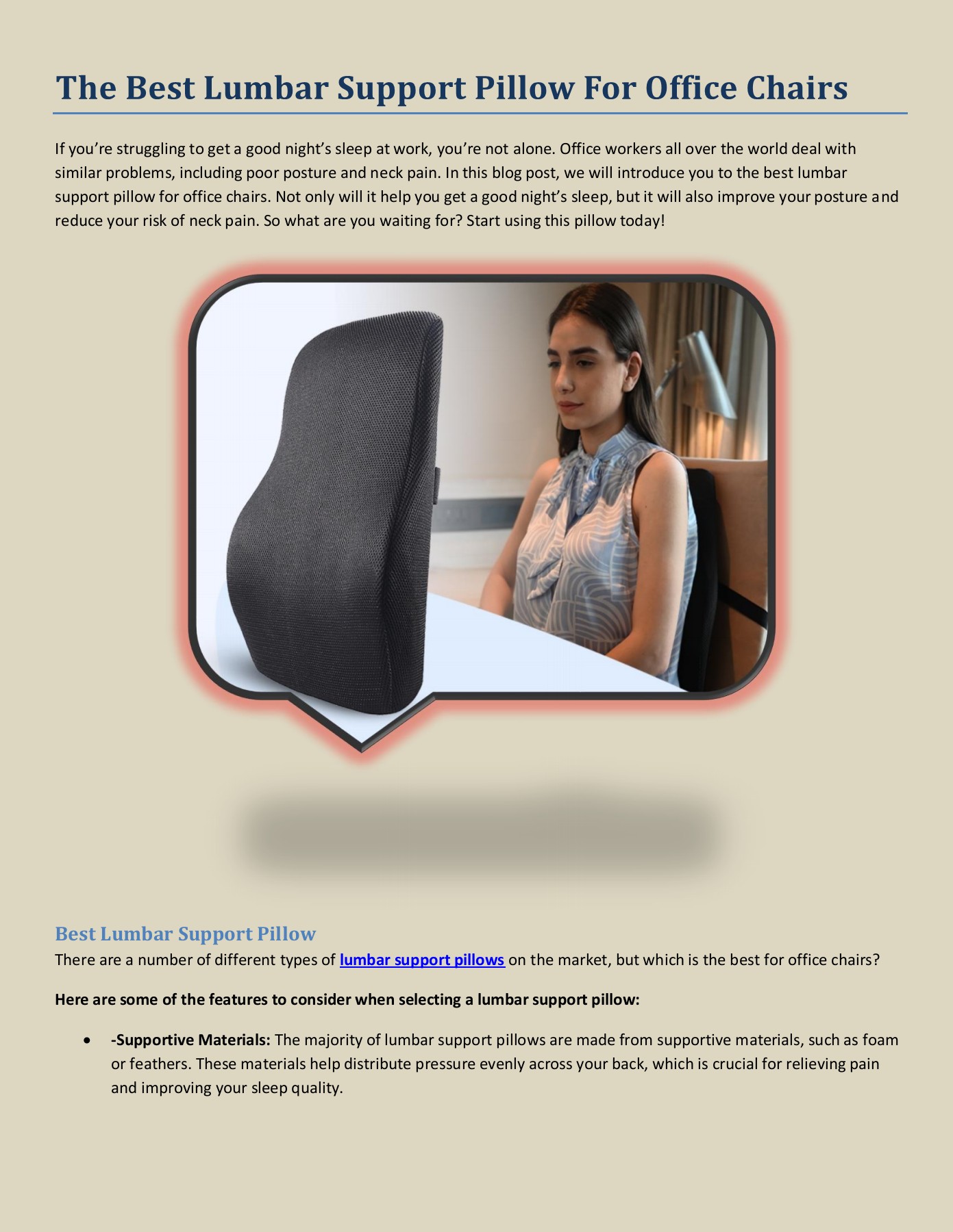 The Best Lumbar Support Pillow For Office Chairs Ross Flynn Page 1