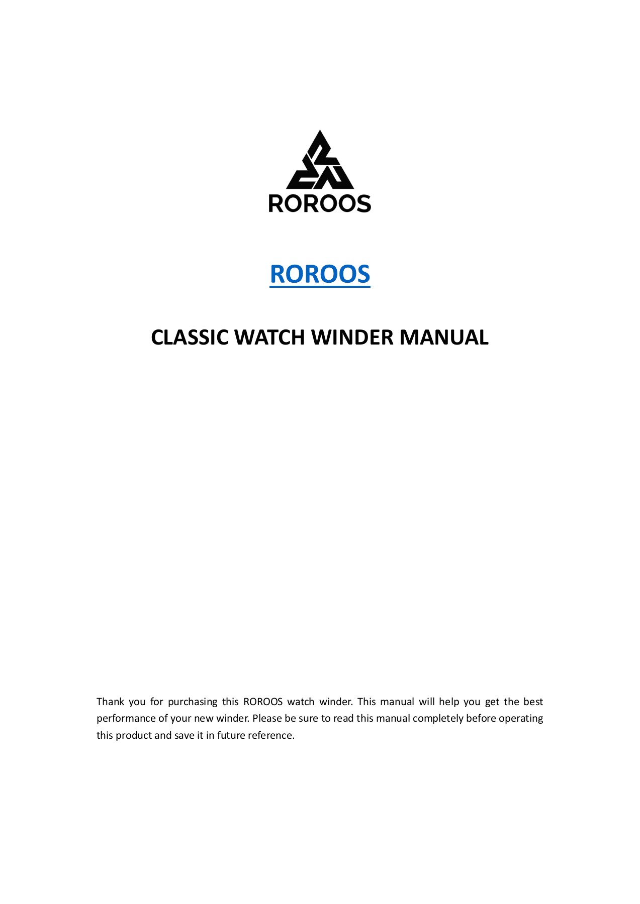Roroos watch winder manual Roroos watch winder Page 1 4 Flip