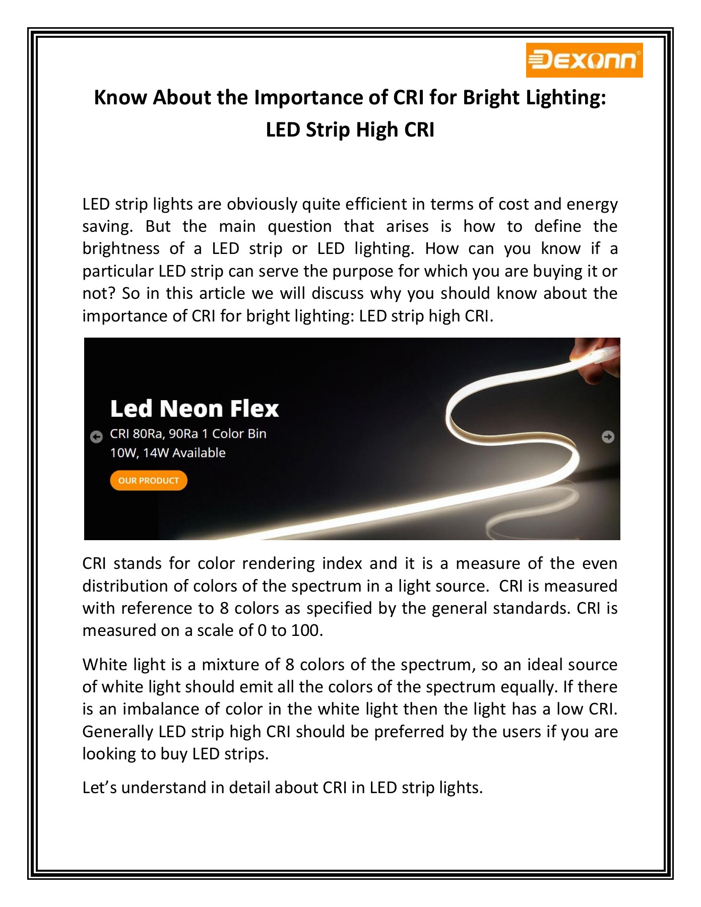 Know About the Importance of CRI for Bright Lighting dexonnlighting Page 1 3 Flip PDF