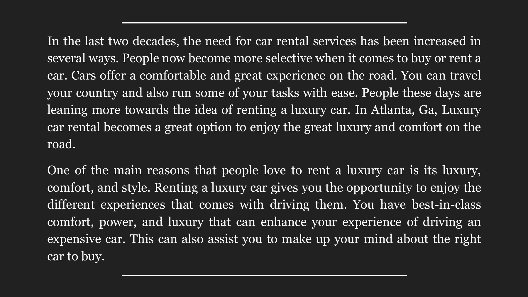 You Should Look For the Best Luxury Car Rental in Atlanta Atlanta