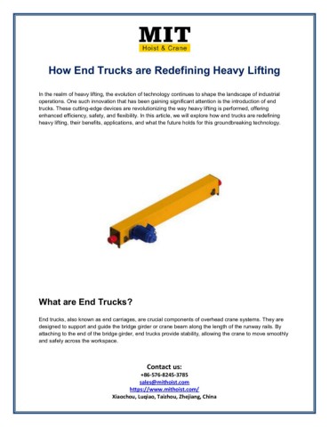 How End Trucks are Redefining Heavy Lifting - MIT Hoist - Page 1 - 3