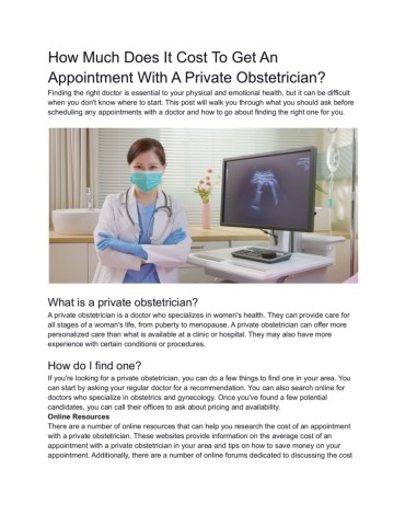 How Much Does It Cost To Get An Appointment With A Private Obstetrician