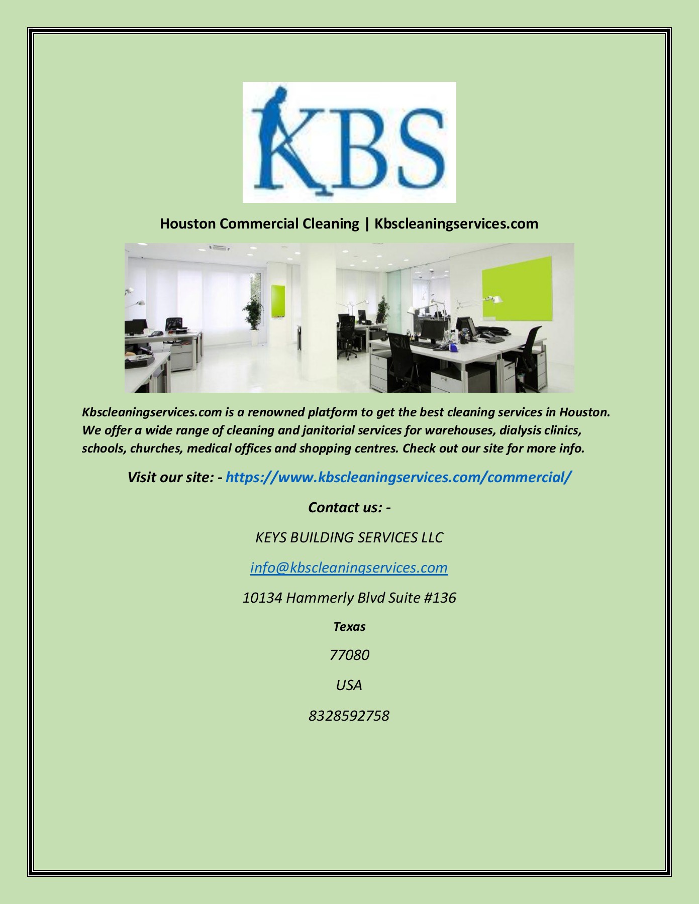 Houston Commercial Cleaning Keys building Services LLC Page 1 1