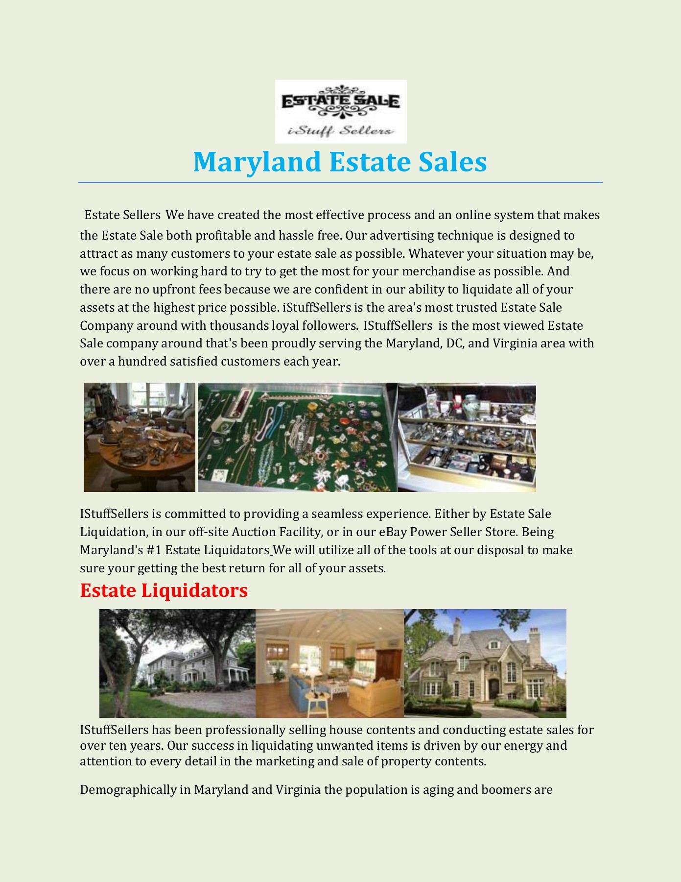 Maryland Estate Sales istuffsellers Page 1 3 Flip PDF Online PubHTML5