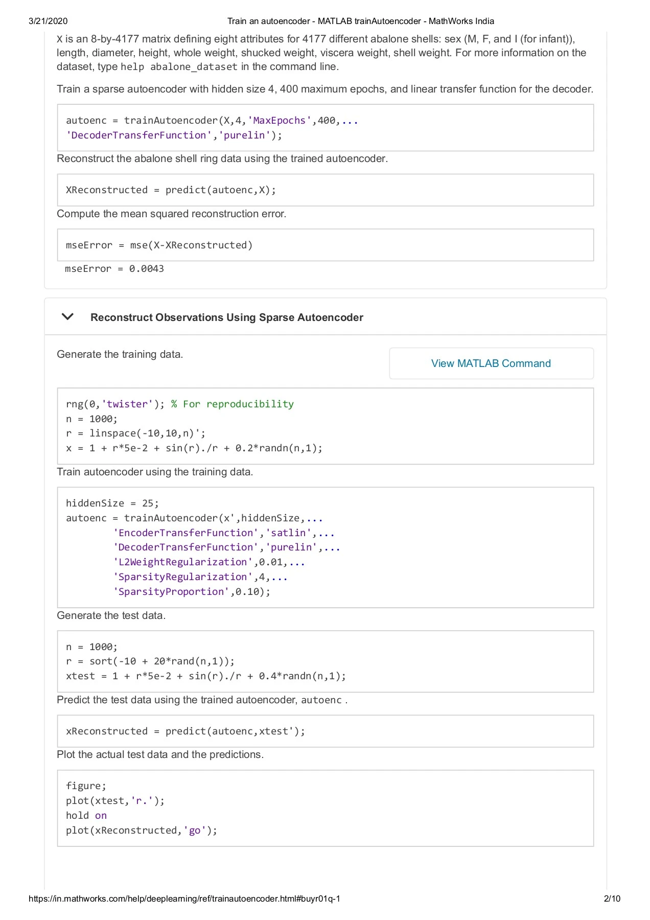 Train an autoencoder - MATLAB trainAutoencoder - MathWorks India ...