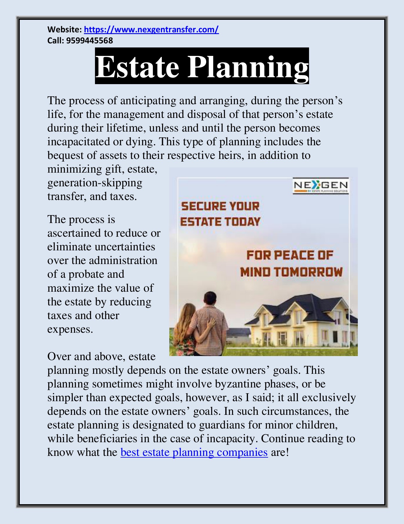 Best Estate Planning Companies in India nexgentransfer Page 1 6