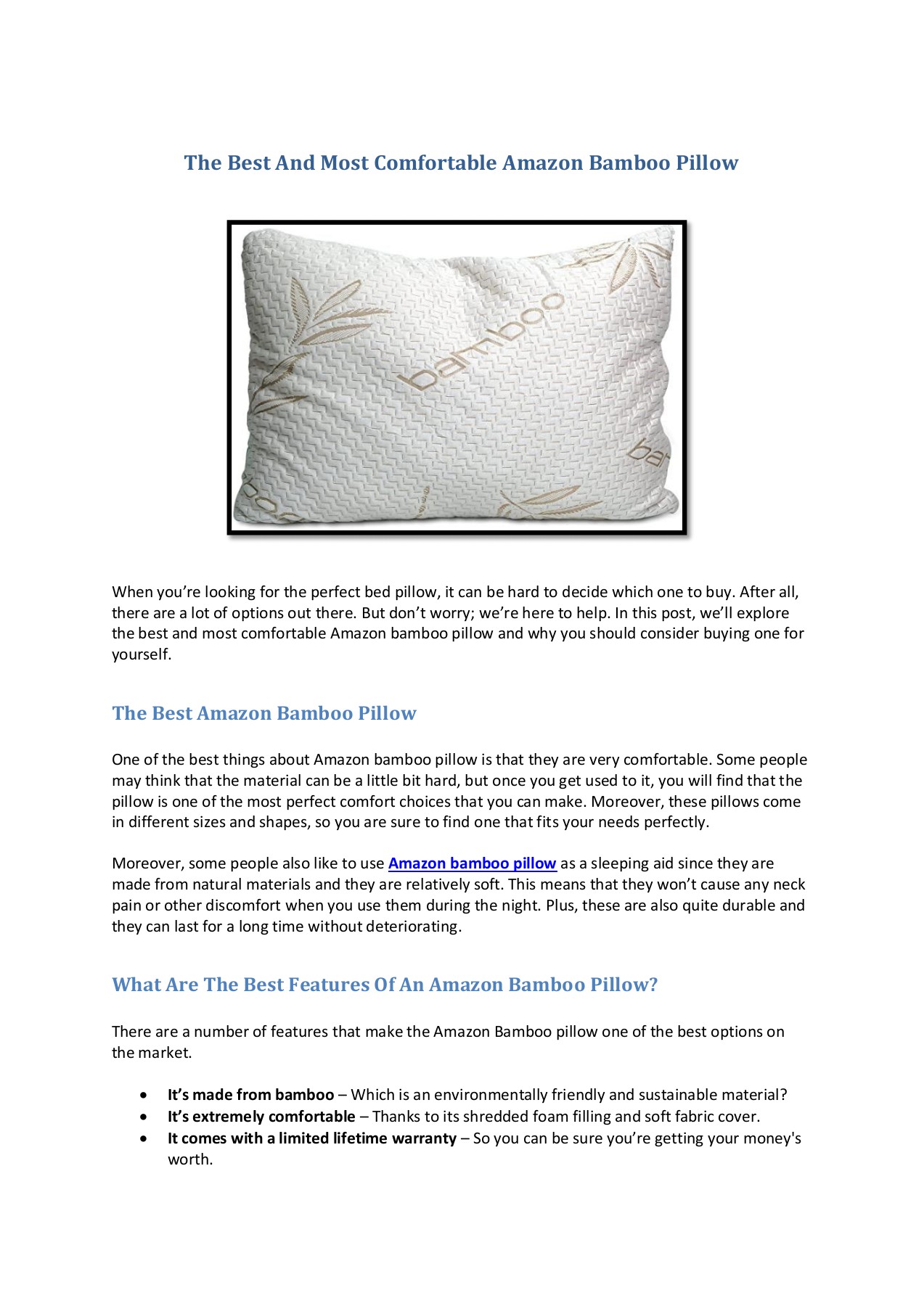 The Best And Most Comfortable Amazon Bamboo Pillow Hannah clark