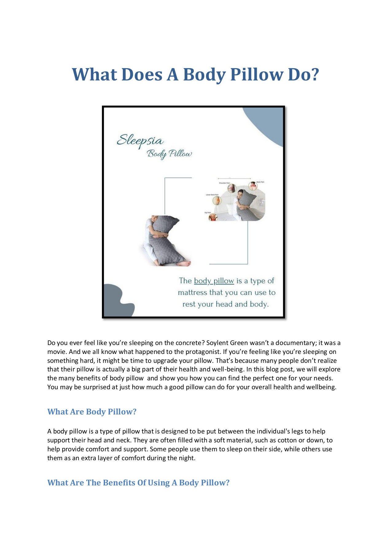 What Does A Body Pillow Do Hannah clark Page 1 3 Flip PDF