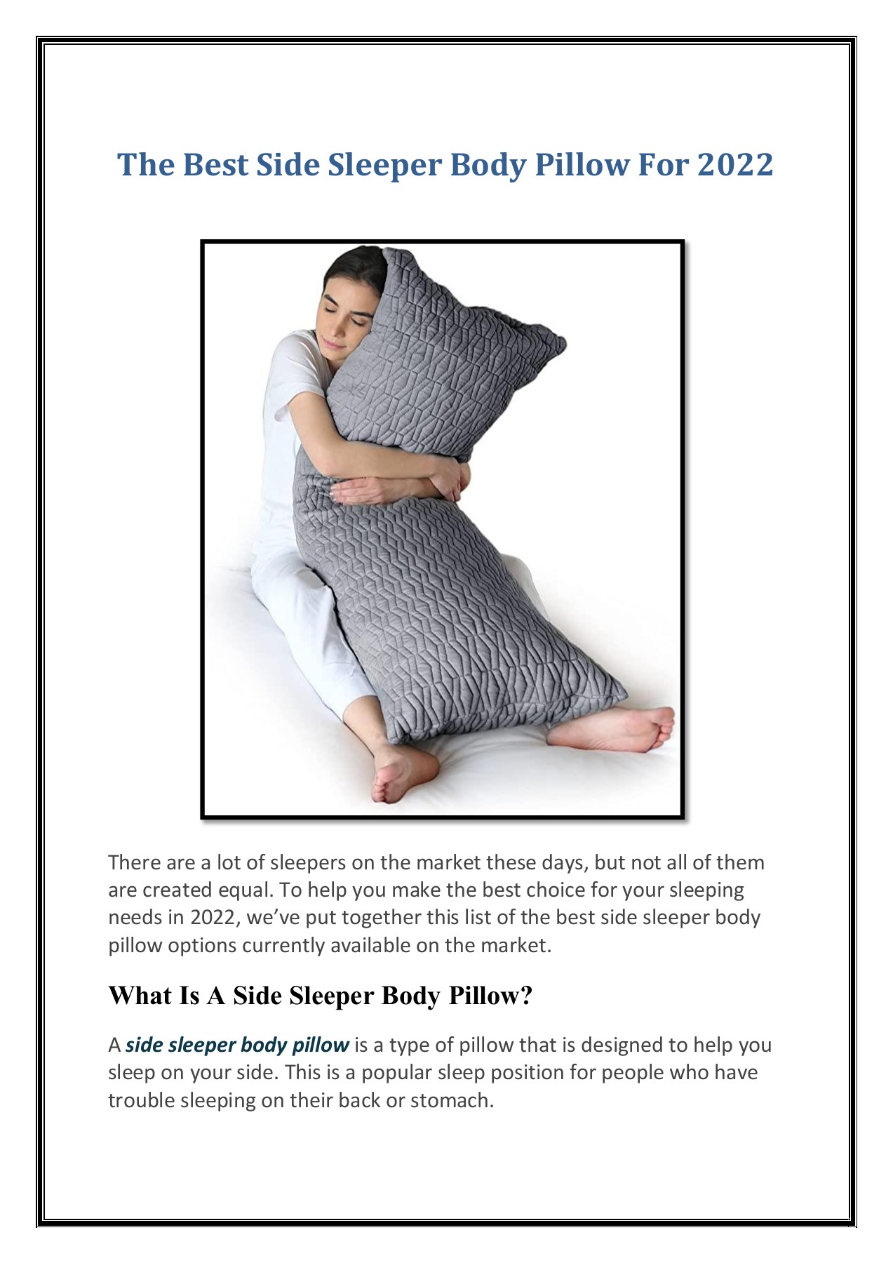 The Best Side Sleeper Body Pillow For 2022 Hannah clark Page 1 4