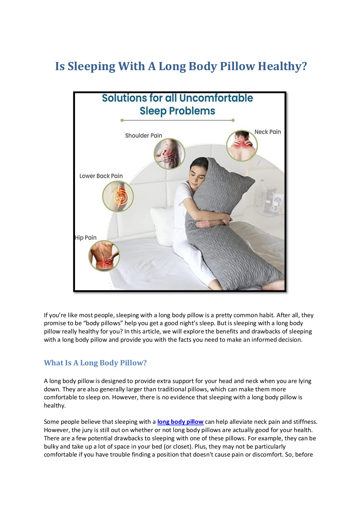 Is Sleeping With A Long Body Pillow Healthy Hannah clark Page 1 3
