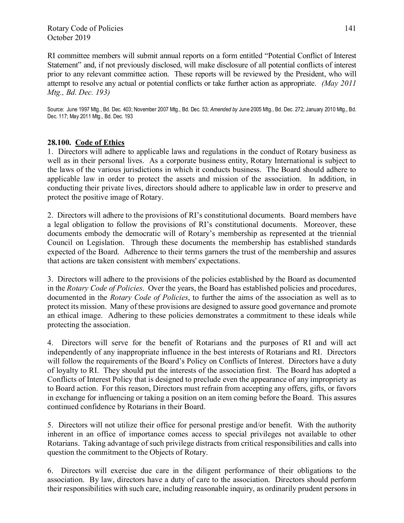 Rotary Code of Policies 2019 Dijital Rotary Kampüsü Kütüphanesi