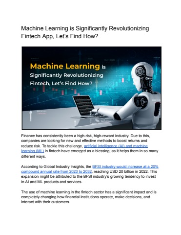 How Machine Learning is Revolutionizing Fintech Apps