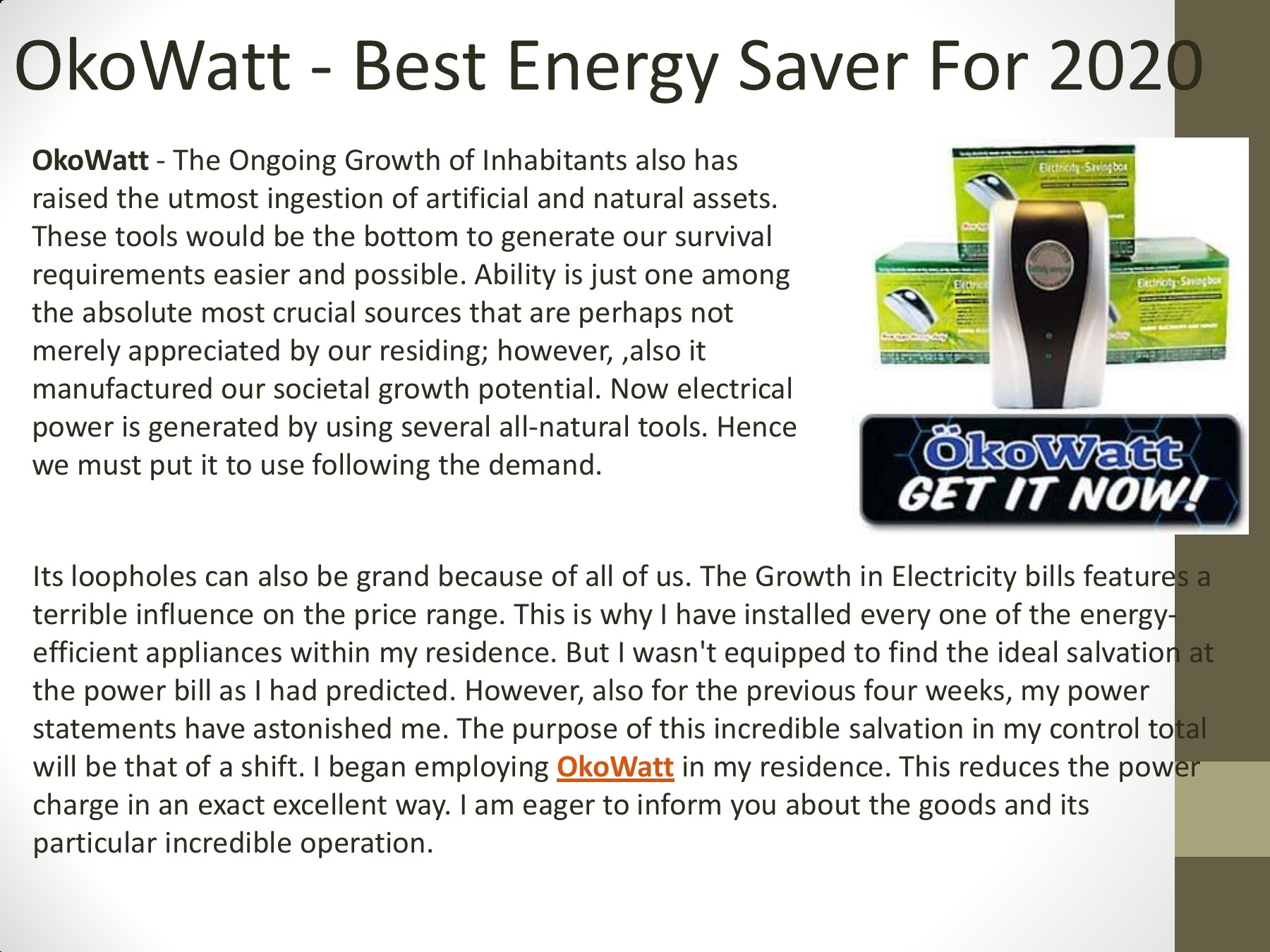 OkoWatt Energy Saver Anyone Can Save Money With OkoWatt Device