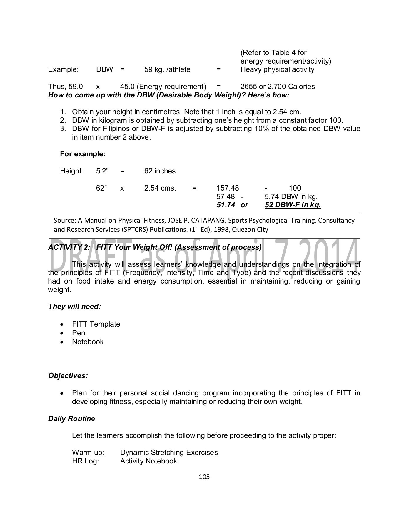 Physical Education Grade 9 - Palawan BlogOn - Page 109 | Flip PDF