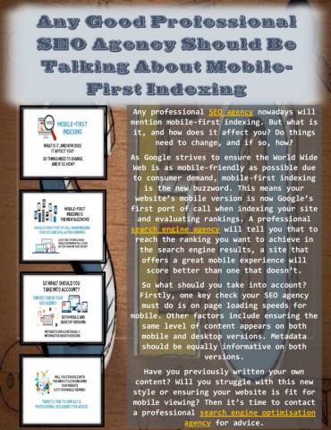 AnyprofessionalSEOagencynowadayswillmentionmobilefirstindexingButwhatisitandhowdoesitaffectyouDothingsneedtochangeandifsohow