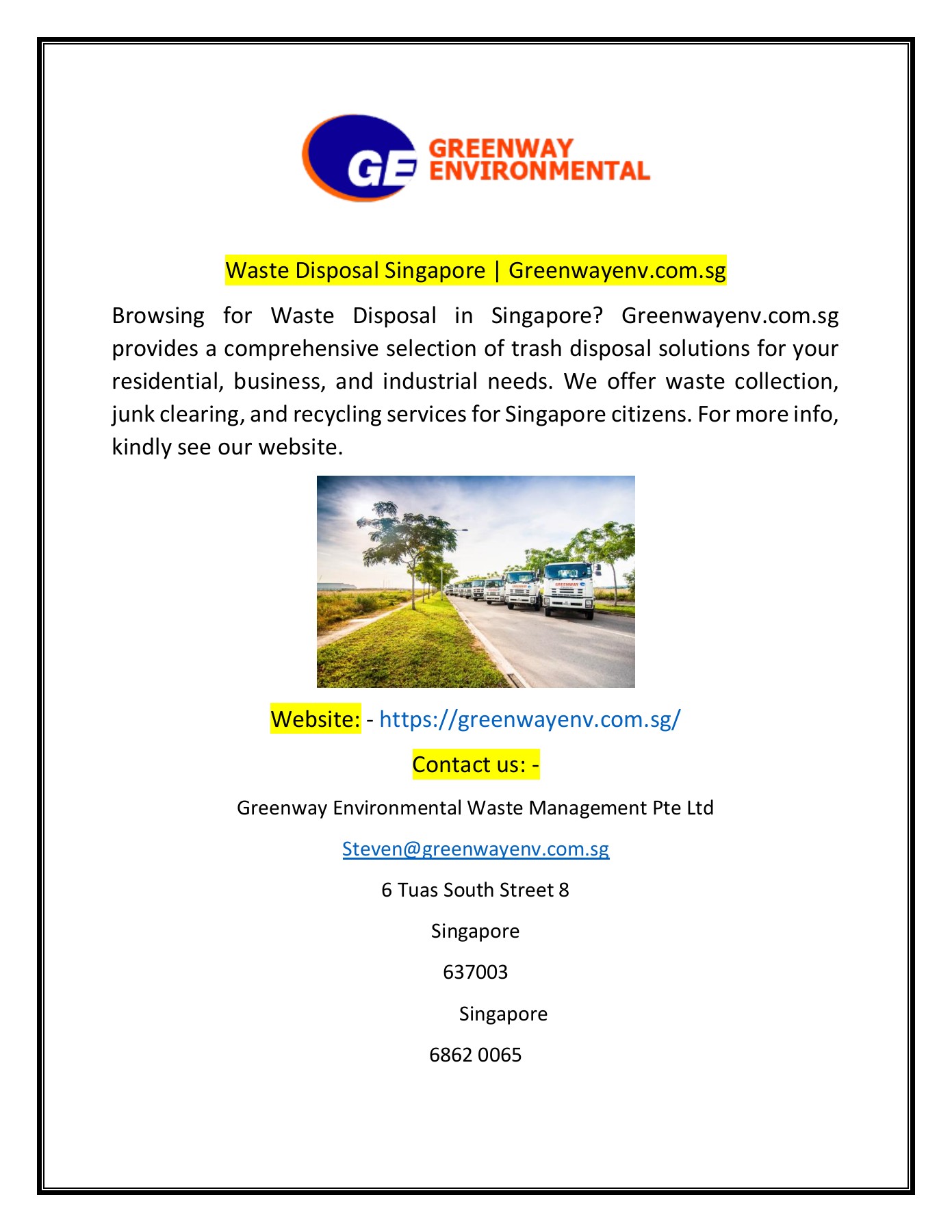 Waste Disposal Singapore green Wayenv Page 1 1