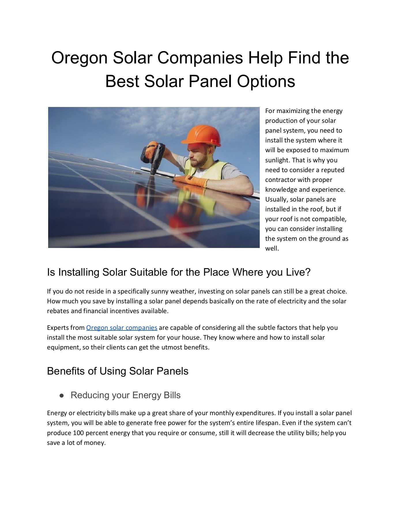Oregon Solar Companies Help Find the Best Solar Panel Options maximustruby Page 1 2 Flip