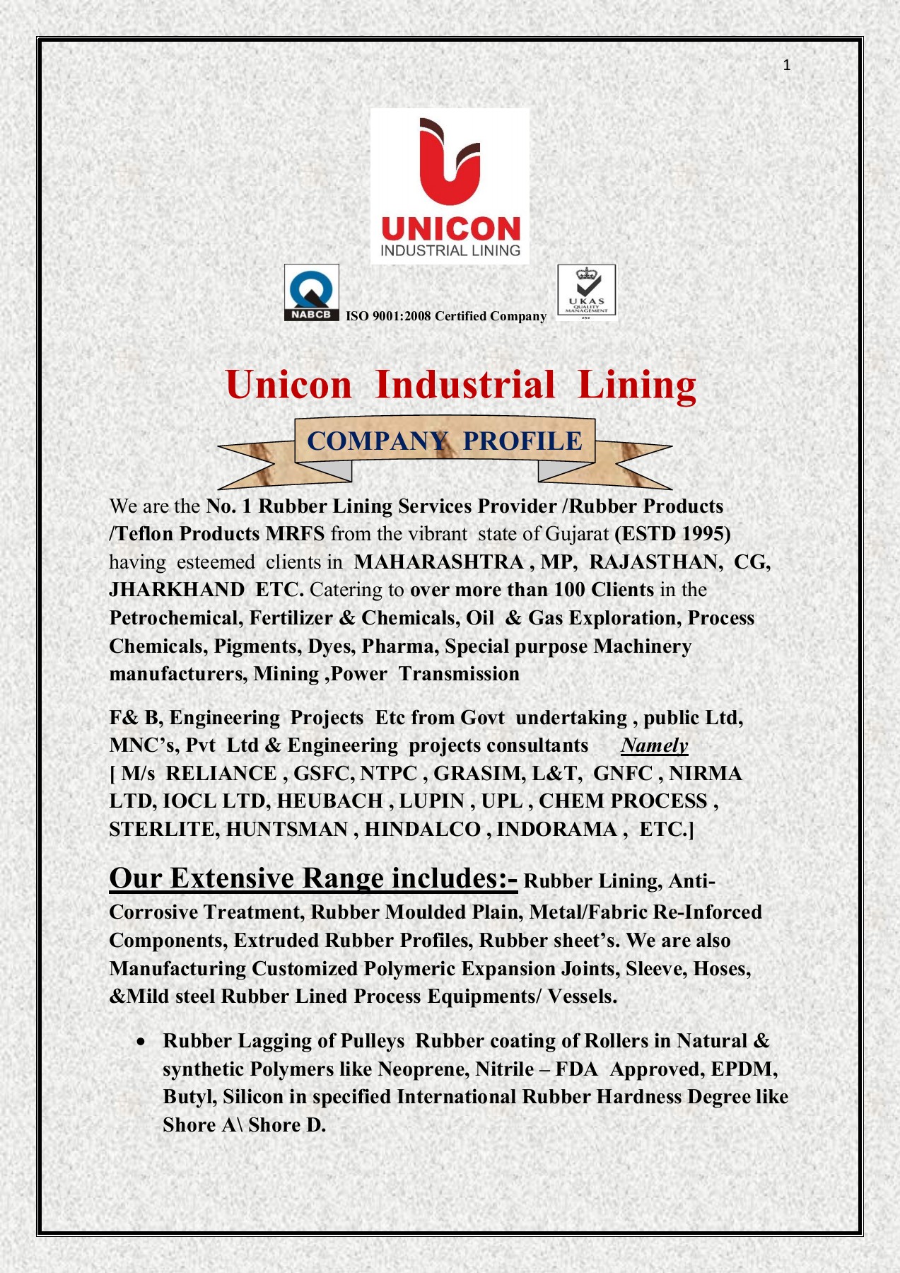UNICON INDUSTRIAL LINING PROFILE darshpatel41186 Flip PDF Online