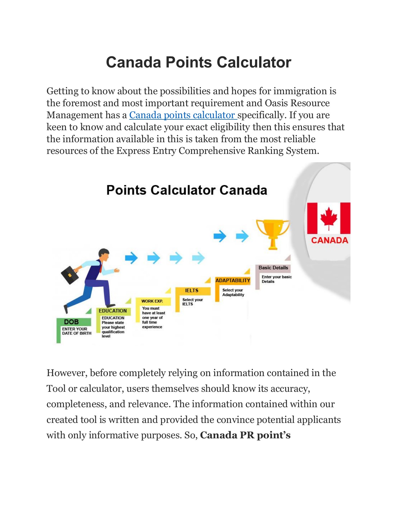 Canada Points Calculator Oasis Resource Management Page 1 5