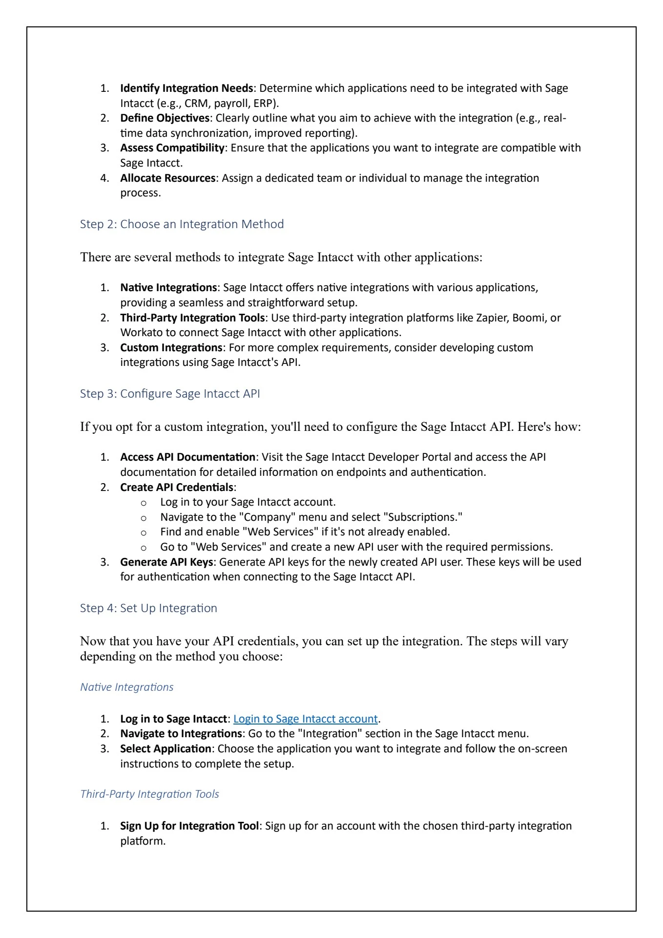 Sage Intacct Integration Setup A Comprehensive Guide