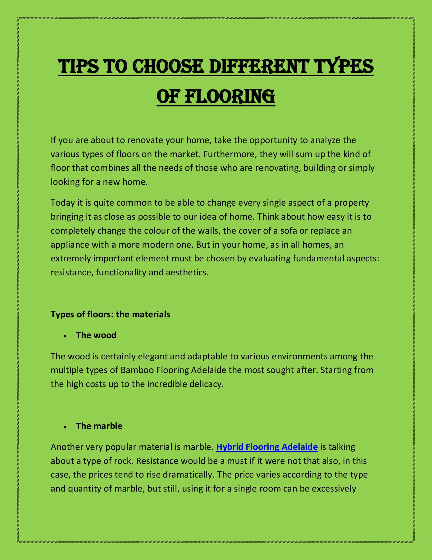 Tips to choose different types of flooring (1) floorn decor Page 1