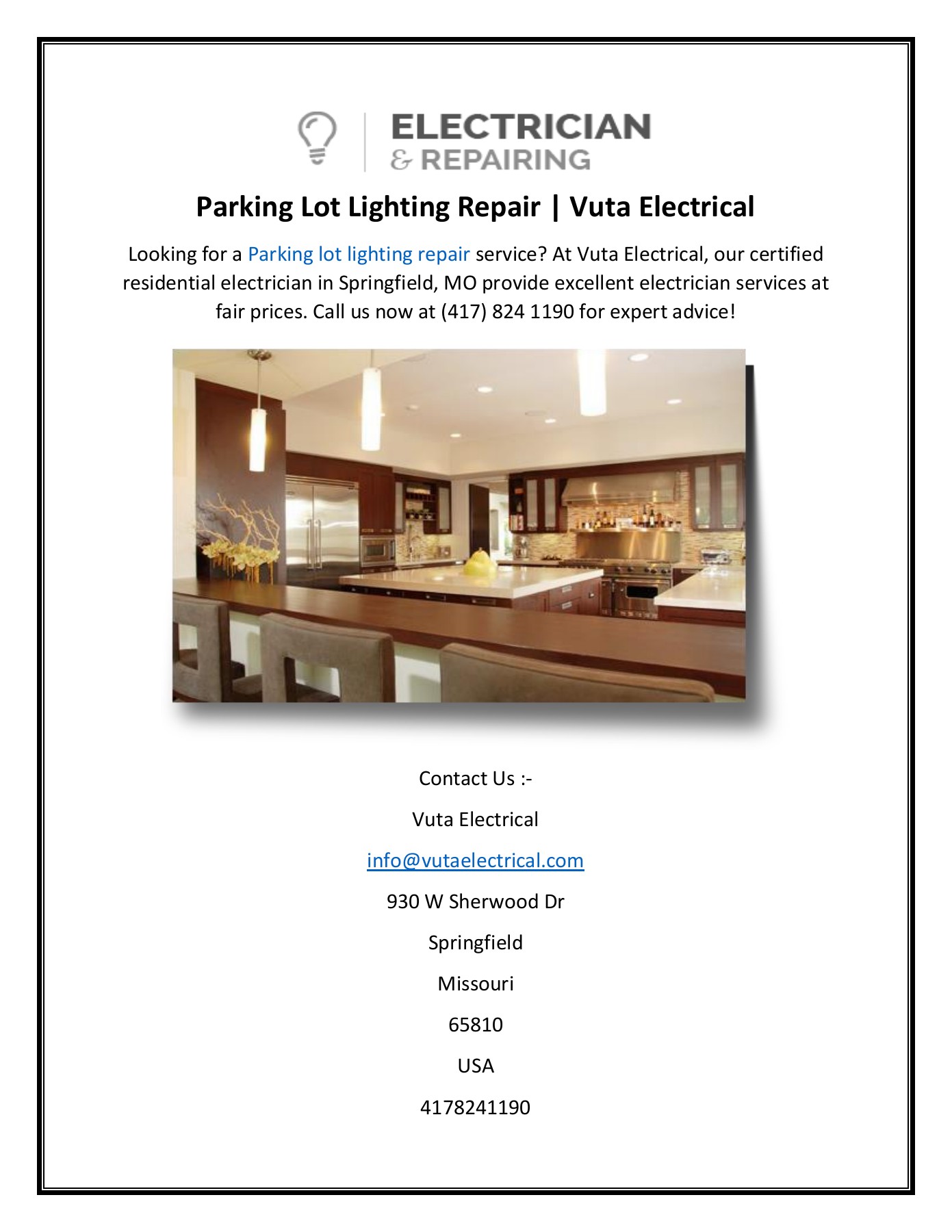 Parking Lot Lighting Repair Vuta Electrical Vuta Electrical Page 1