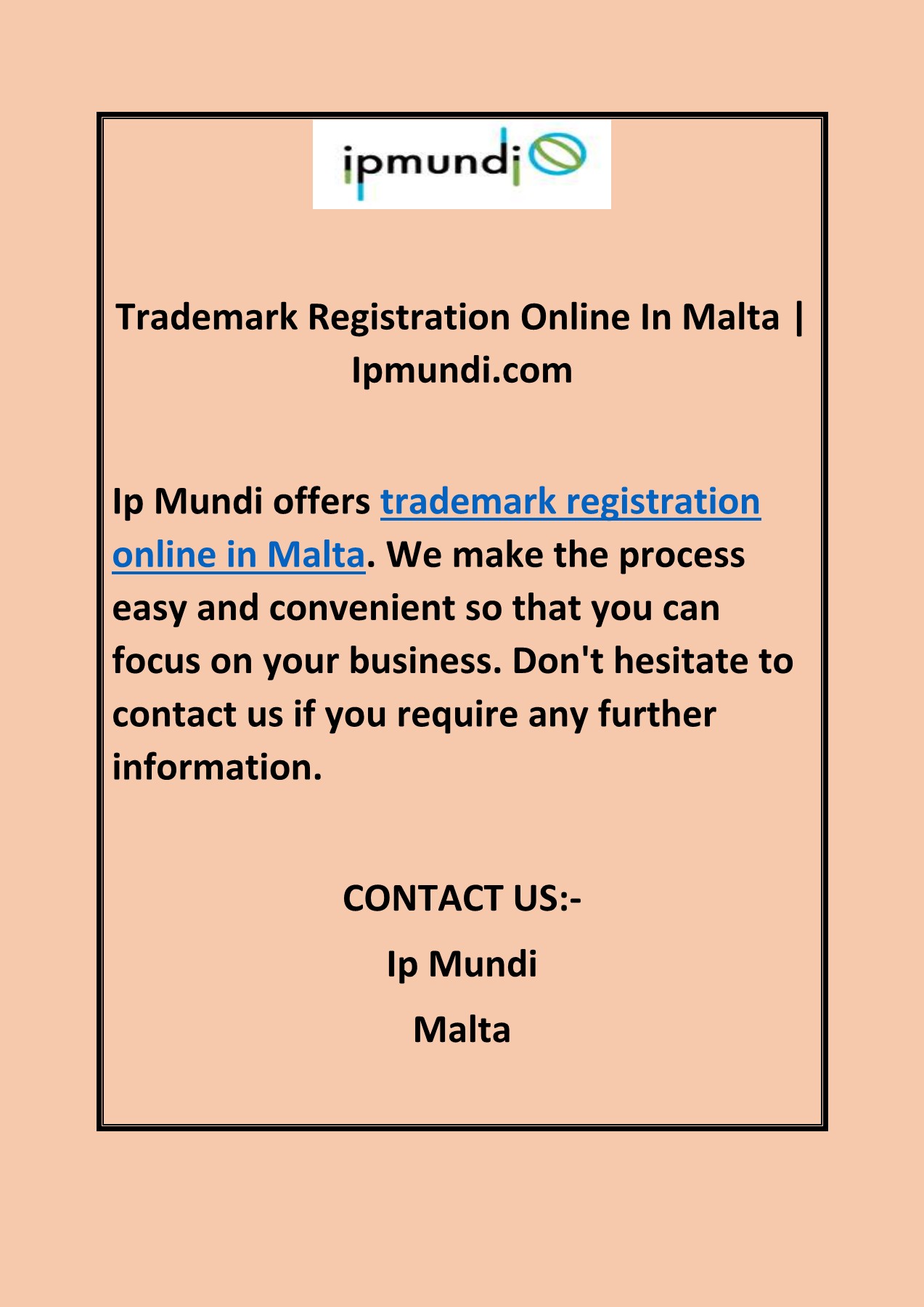 Trademark Registration Online In Malta Ip Mundi Page 1