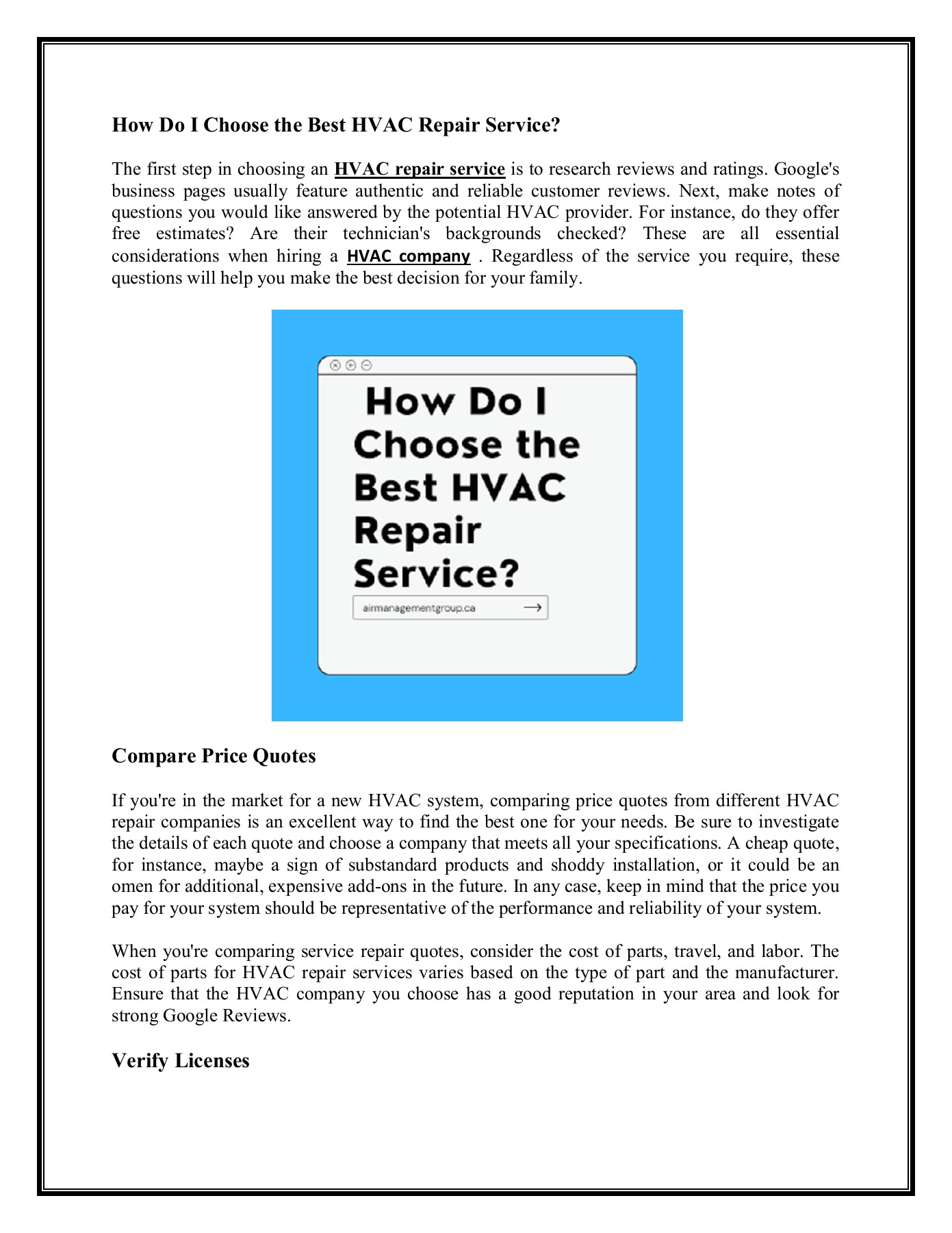 How Do I Choose the Best HVAC Repair Service Air management Group Inc