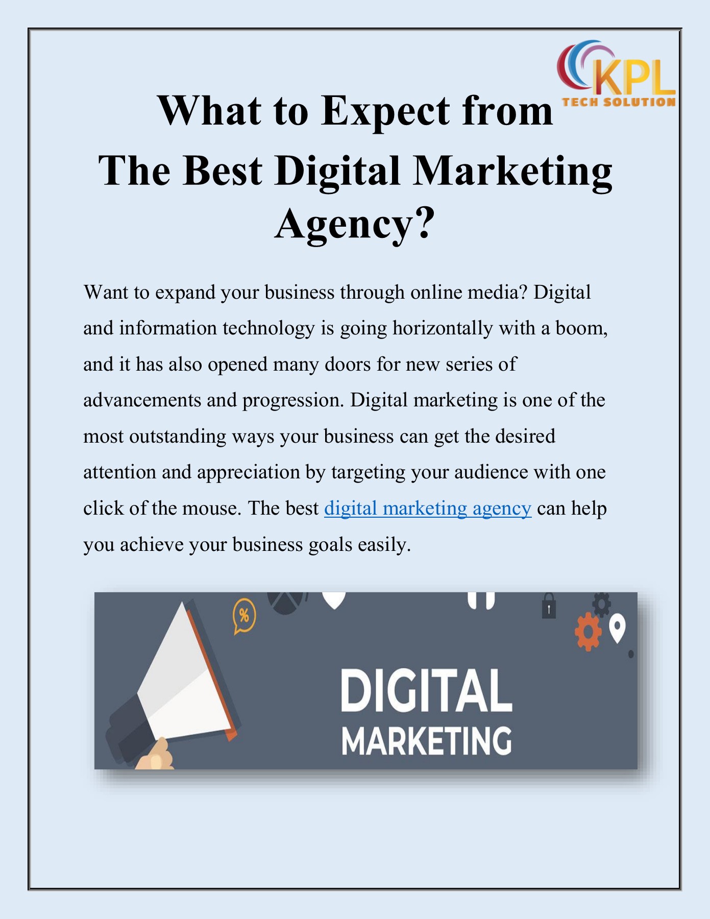 What to Expect from the Best Digital Marketing Agency KPL Tech