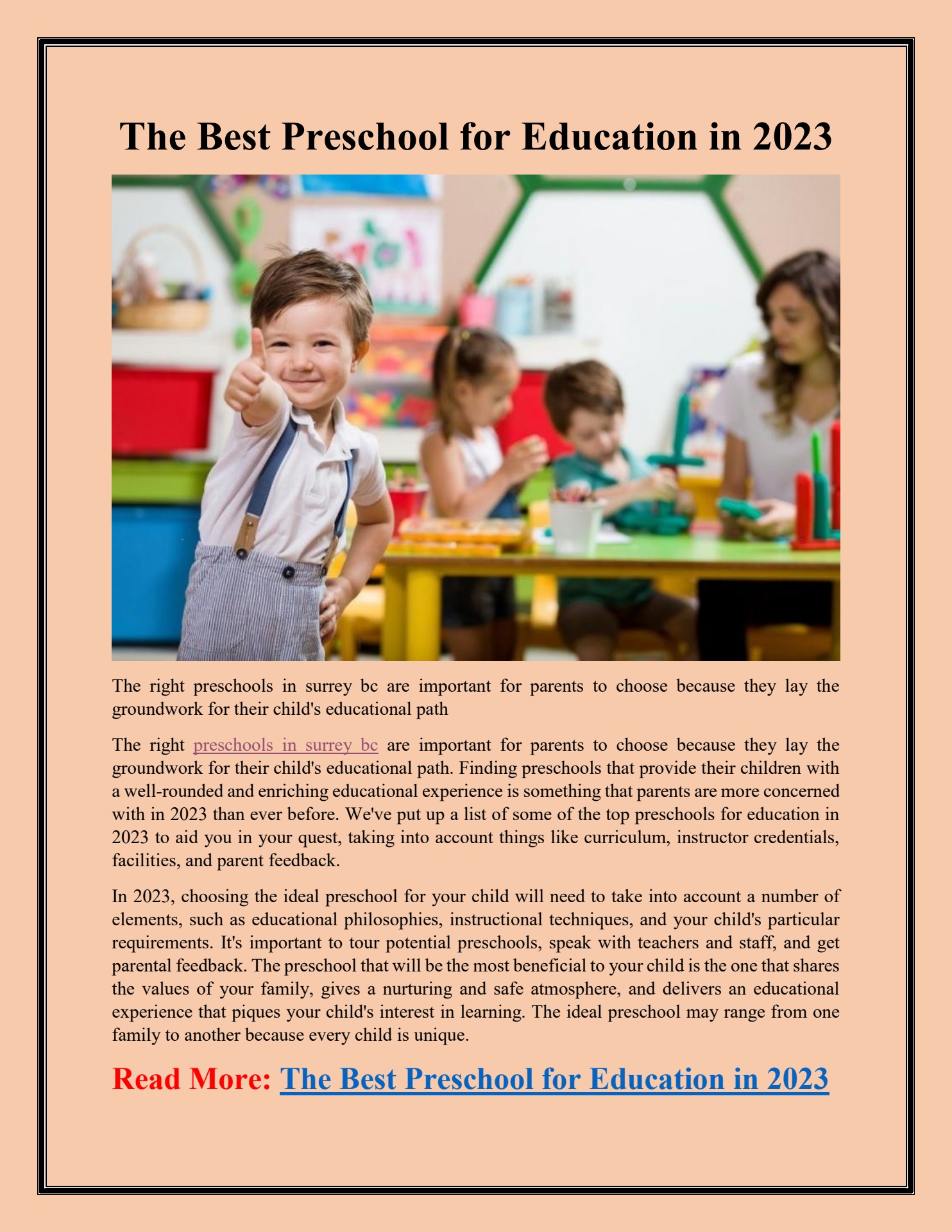 The Best Preschool for Education in 2023 KidzVille Learning Center