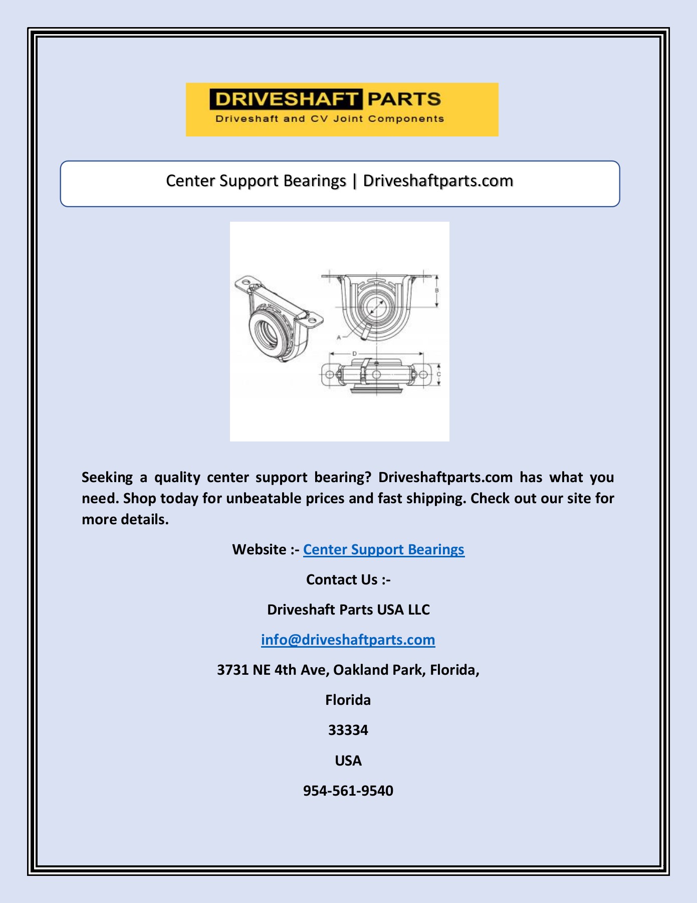 Center Support Bearings driveshaftparts Page