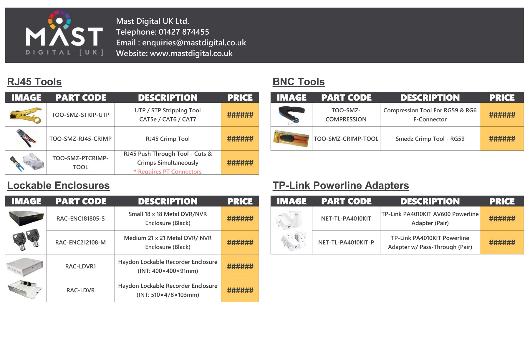 Full Security Price List Mast Digital July 2021 Mast Digital Page