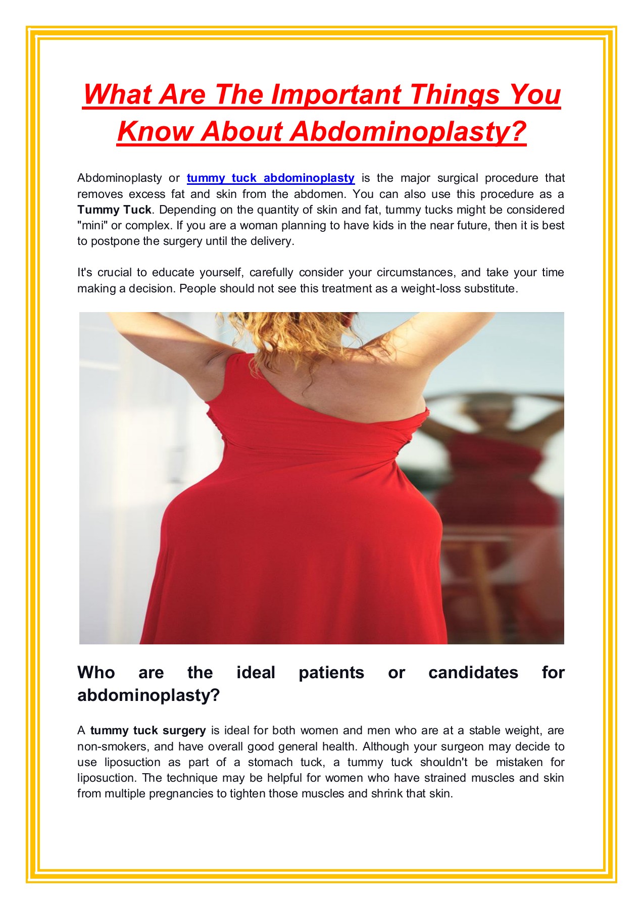 What Are The Important Things You Know About Abdominoplasty Neil