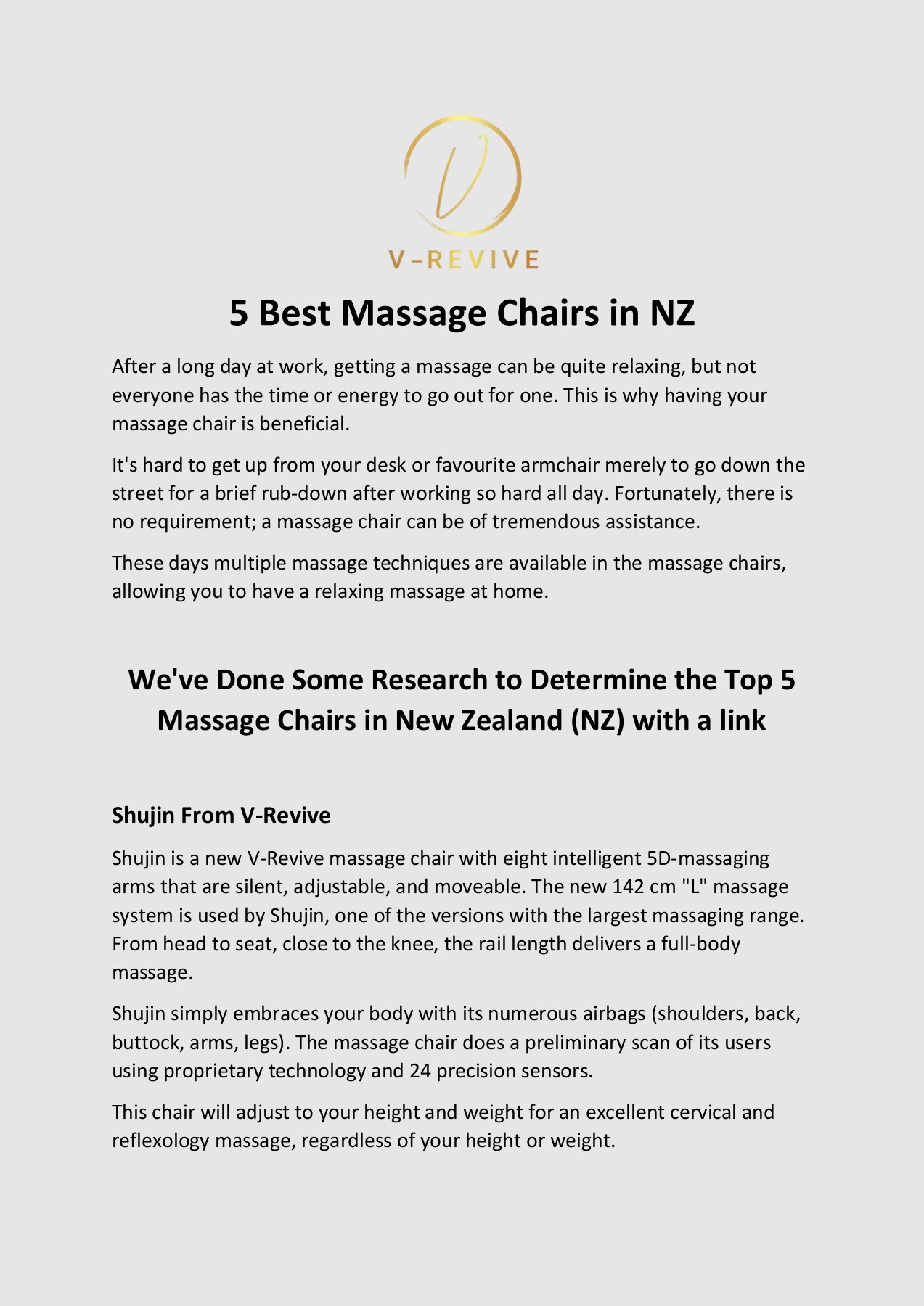 Explore the Best Massage Chairs in NZ at Affordable Price V Revive