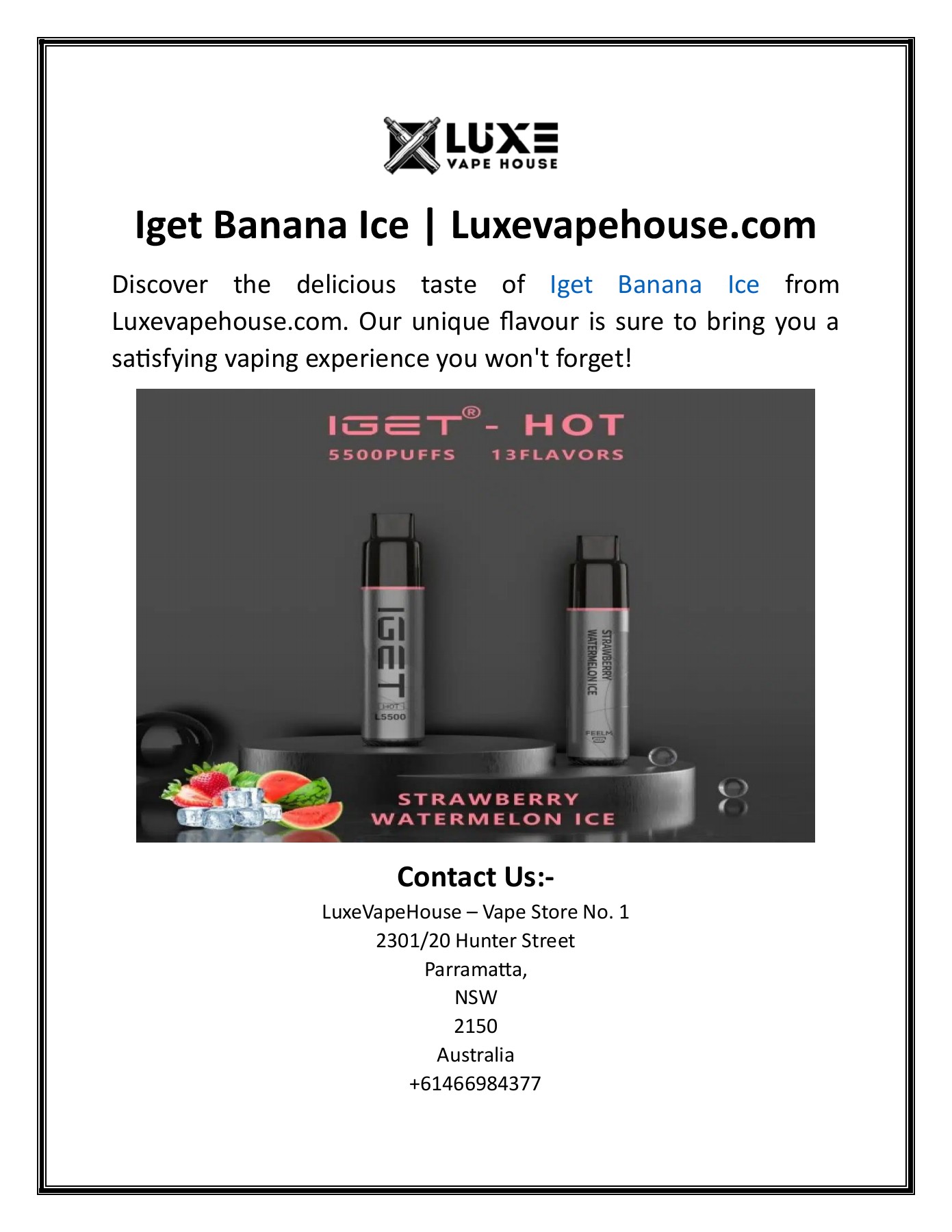 Iget Banana Ice Luxevapehouse Luxevapehouse Vape store Page 1 1 Flip PDF Online PubHTML5