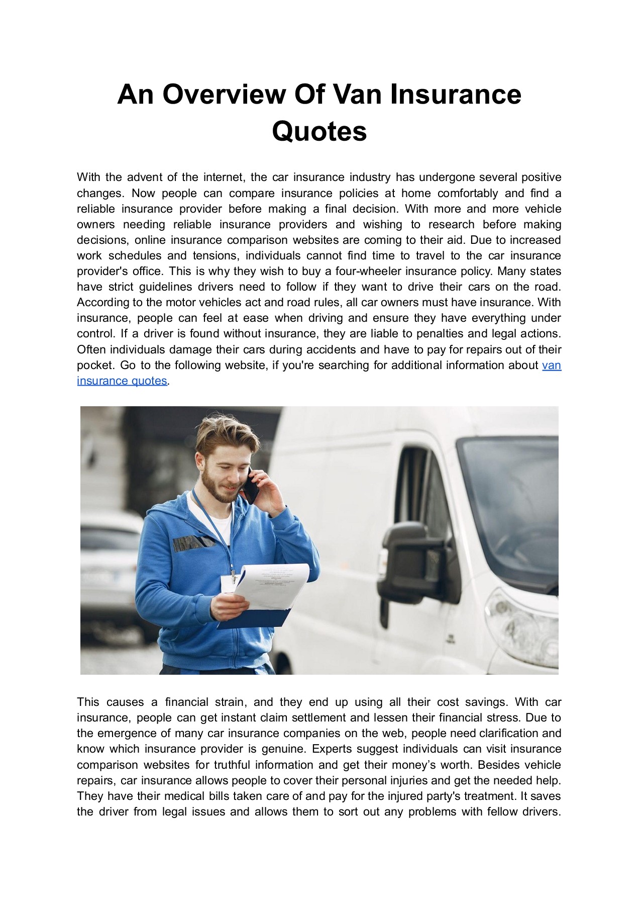 An Overview Of Van Insurance Quotes oberonfonbxq0zw Page 1 Flip