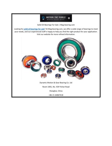 Solid Oil Bearings For Sale | Mag-bearing.com